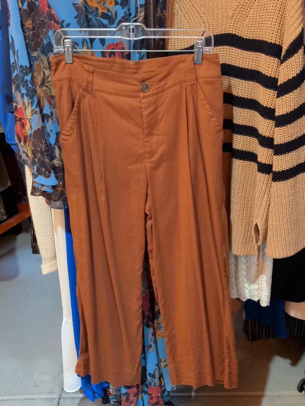 CAbi Wide-Leg Cropped Pants in Rust
